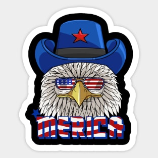 Merica Bald Eagle 4th Of July Sticker